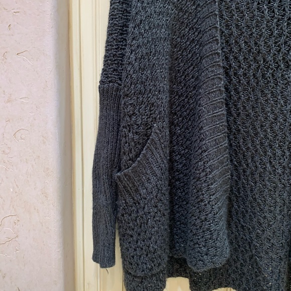 Small Charcoal Gray Flowy Cardigan with Hood - Picture 2 of 3